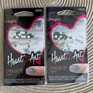 Fing'rs Heart2Art Nail Art Embellishments - Green, Turquoise, Gold Duo